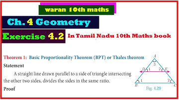 TN 10th std  Maths Exercise 4.2 Thales Theorem or Basic Proportionality Theorem in Ch 4 . Geometry