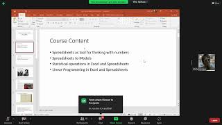 Spreadsheet Modelling (Part 1) : January 15, 2022