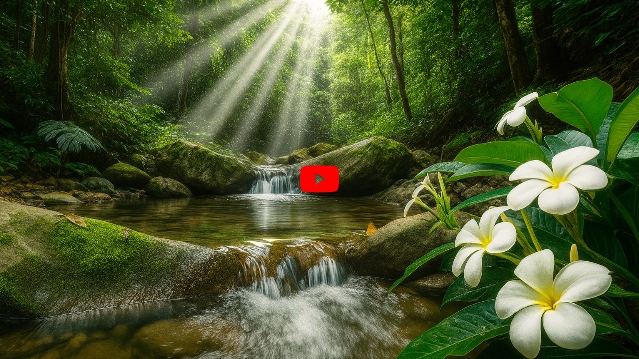 4 Hours of Flowing Water & Birds | Soft Piano • 4K Nature Ambience
