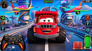 🚨RED MONSTER TRUCK VS T-REX ESCAPE | MEGA RAMP CRASH💥