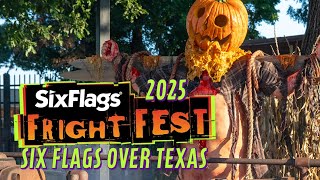 Fright Fest 2025 at Six Flags Over Texas - POVs of All Haunts, New Scare Zones \& Food, Shows Return