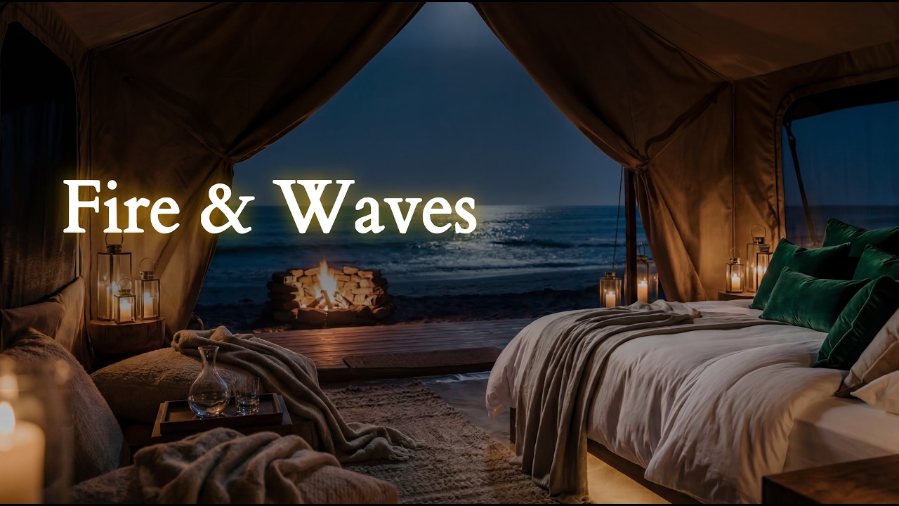 Ocean Waves & Fire Sounds for Deep Sleep 🌊🔥 Cozy Night Ambience - YouTube
