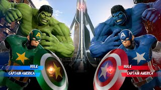 Hulk & Captain America (Green) Vs Hulk & Captain America (Blue) Fight | Marvel vs Capcom Infinite