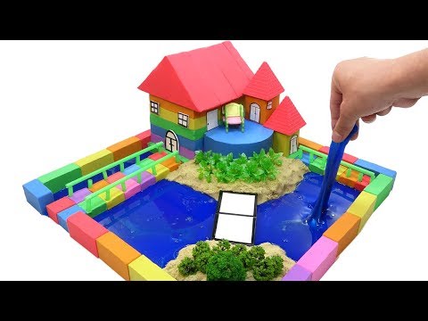 diy-how-to-make-garden-house-with-kinetic-sand,-mad-mattr,-slime,-straws