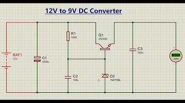 12V to 9V DC Converter | Zener Diode Voltage Regulator Circuit Simulation in Proteus