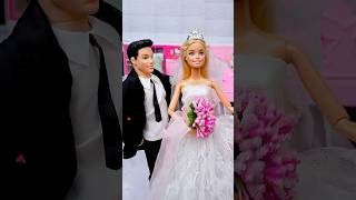 Satisfying Unboxing Barbie Doll And Ken Bridal Dress Set Toys, ASMR Video #shorts