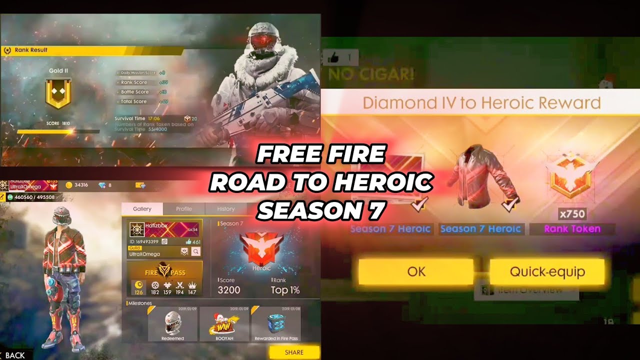 FREE FIRE ROAD TO HEROIC SEASON 7 HIGHLIGHT