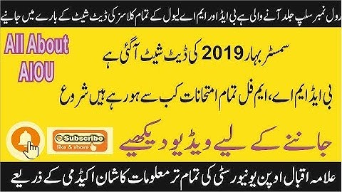 b ed and master programms date sheet spring 2019