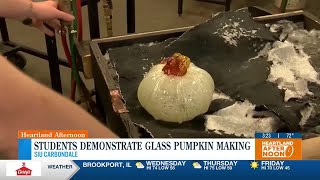 SIU students demonstrate glass pumpkin making