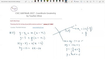 CSEC Add Math June 2017 P1 Solutions   Coordinate Geometry Qu 21