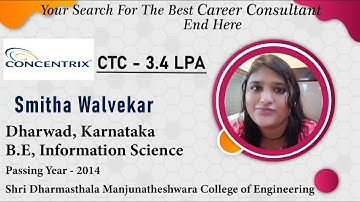 Congrats, Smitha Walvekar | IT ENGINEER | 3.4 LPA | Selected as Associate IT Engineer in CONCENTRIX