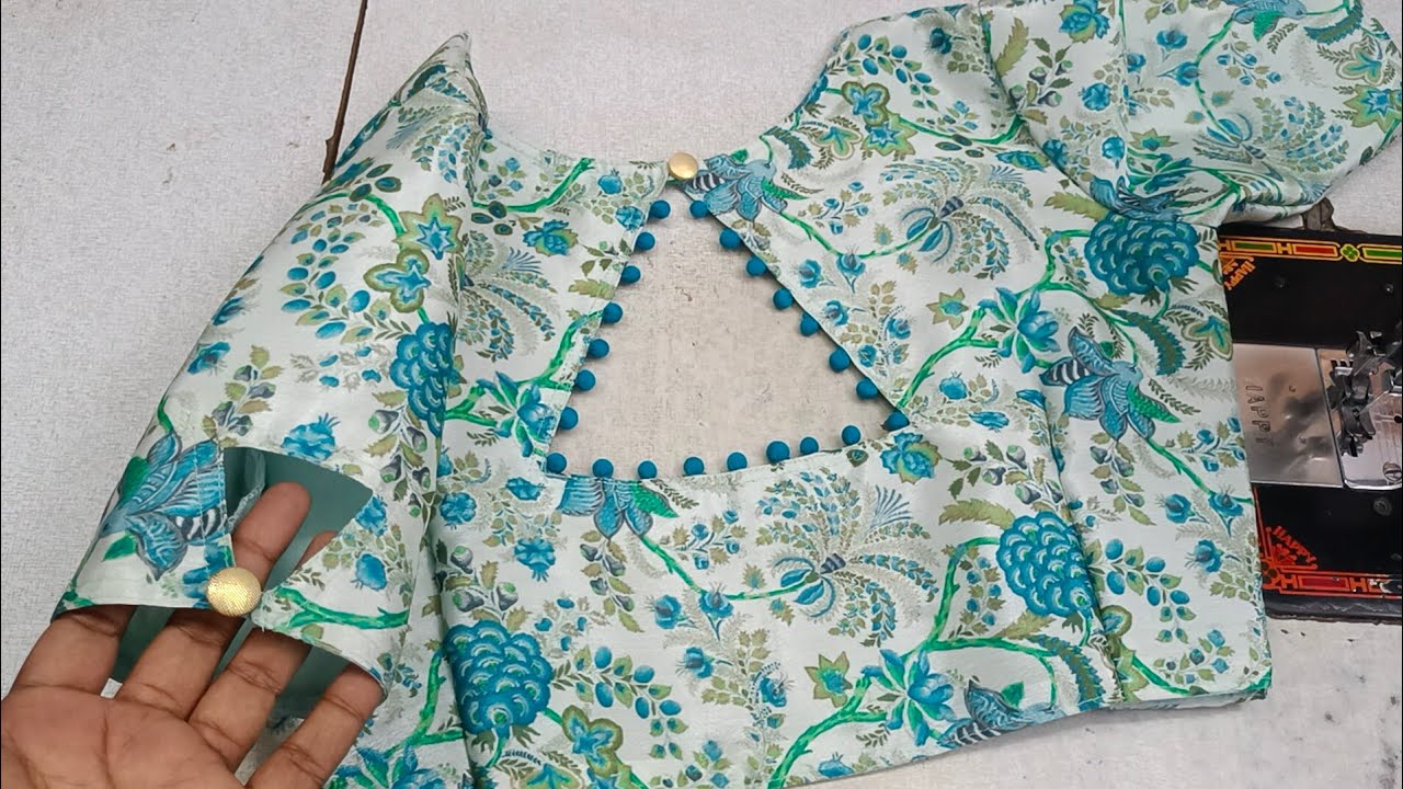 Stylish boat neck & front side scallop model neck design cutting and stitching for blouse