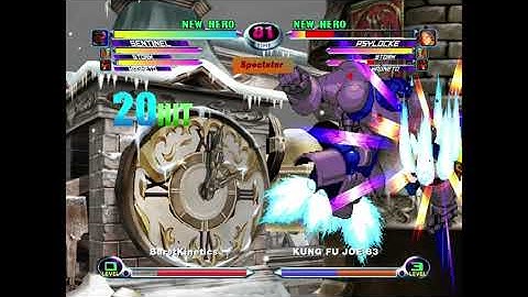 MvC2: Khaos - Sentinel Unblockable to HSF Loop to Throw 100% Sequence .:2.8.24:.