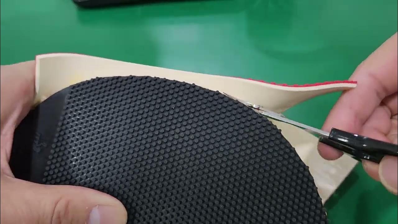 탁구 라바(rubber) 자르기 ㅡ손톱가위 레이져 커팅Table tennis rubber cutting ㅡnail