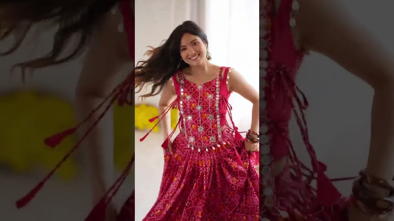 Maroon Digital Print & Mirror Work Lehenga – Rayon Blend Navratri Wear