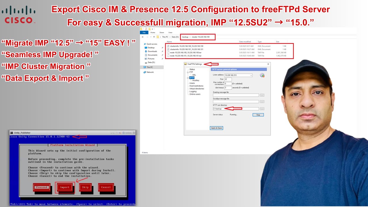 Export Cisco IM & Presence 12.5 Config to freeFTPd Server for Migration ...
