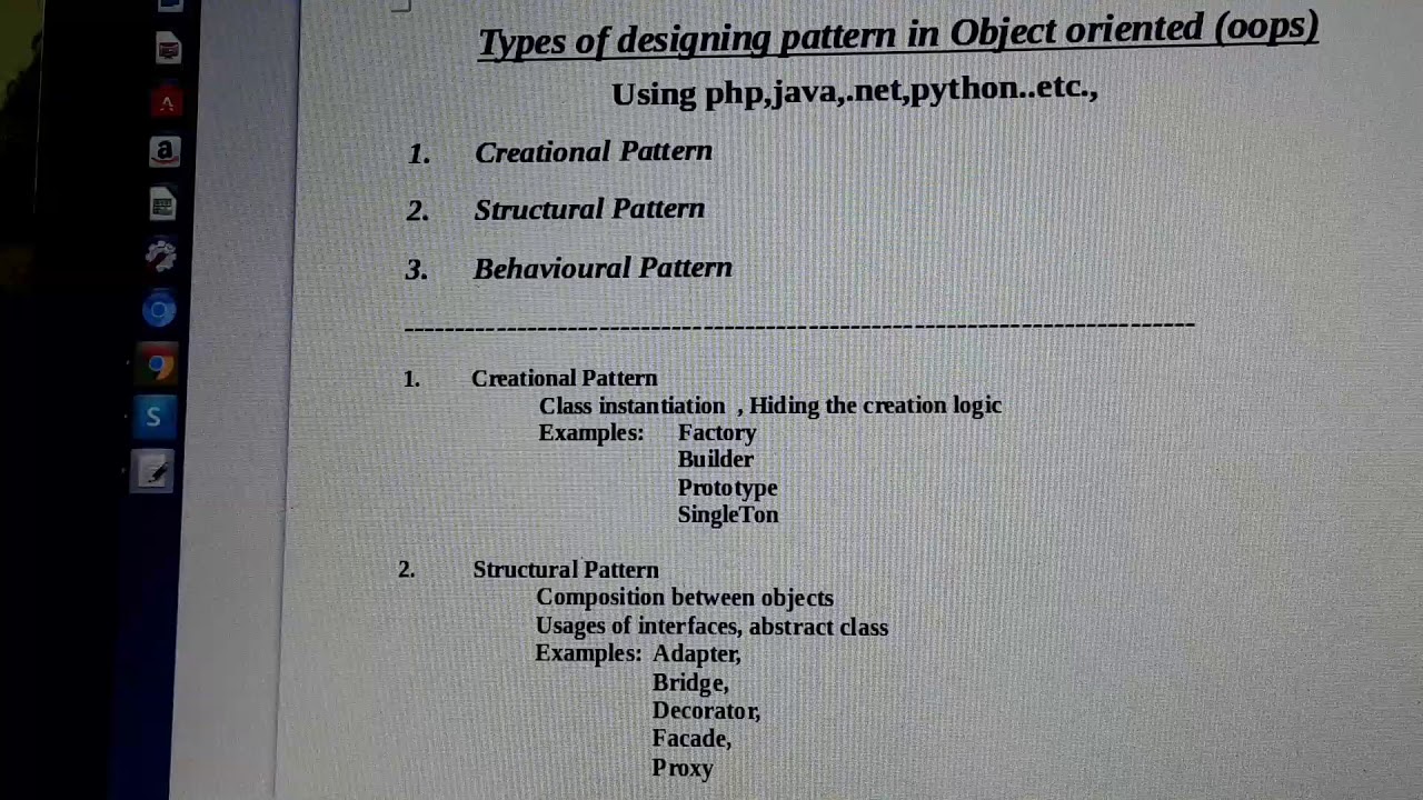 Types of designing patterns in object oriented (oops) - YouTube