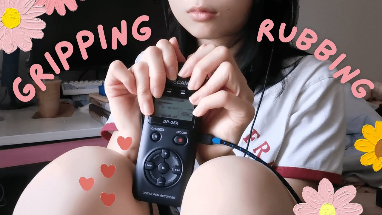 asmr | chatty tascam gripping, rubbing, ear cupping, and handling