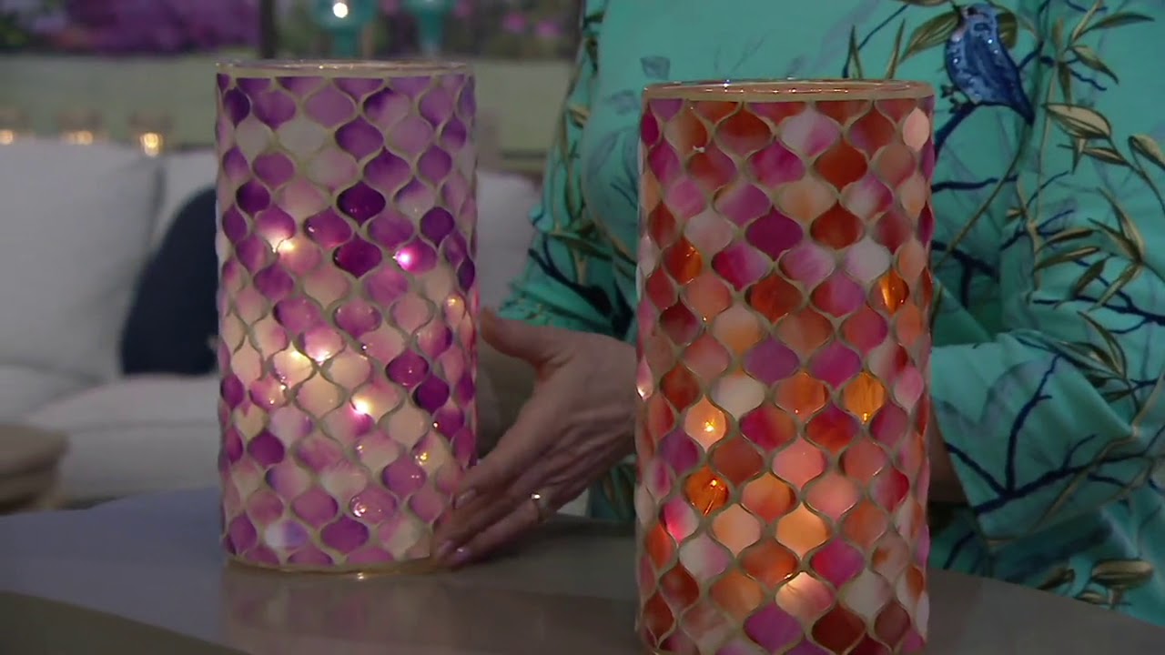 10" Illuminated Quatrefoil Mosaic Hurricane by Valerie on QVC YouTube
