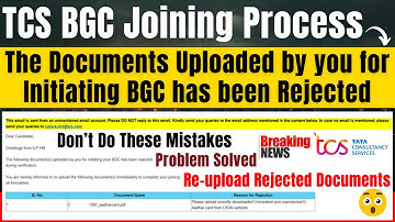 TCS BGC Pre-Onboarding Process | Uploaded Document Rejected | Re-upload | Remarks | BGC Status Check