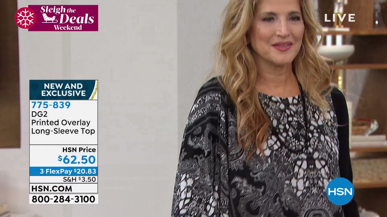 DG2 by Diane Gilman Printed Overlay LongSleeve Top