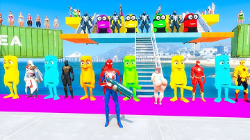 GTA 5 Epic Ragdolls RED SPIDERMAN VS PINK MINION VS SPIDERMAN (Euphoria Physics & Funny Fails)E.706