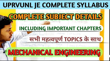 UPRVUNL JE Mechanical Syllabus |UPRVUNL JE 2021 SYLLABUS| UPRVUNL JE Mechanical Engineering Syllabus