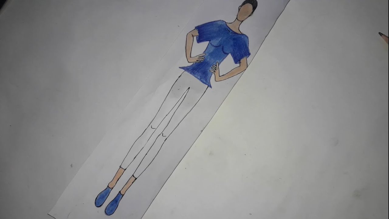 Blue top & white leggings // Fashion illustrations // illustrations