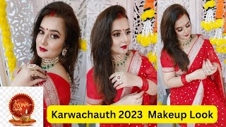 Karwachauth 2023 Makeup Look with Red Saree / Step by Step Makeup for Beginners / SWATI BHAMBRA