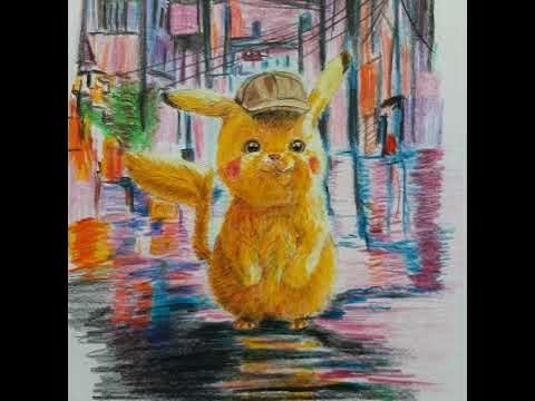 Картина карандашами Пикачу детектив Pokémon Pikachu - YouTube