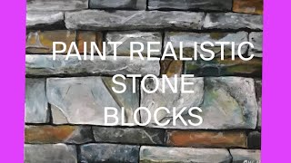 How to paint realistic stone blocks | Acrylic Painting | Tutorial Art