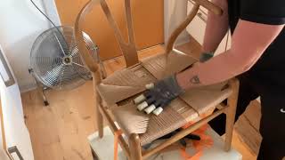 Stoleflet til en ystol - weaving with Danish Cord - renovering af ystol.