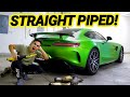 STRAIGHT PIPING MY TUNED AMG GT R! (Downpipes with Stage 1 Tune)