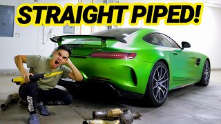 STRAIGHT PIPING MY TUNED AMG GT R! (Downpipes with Stage 1 Tune)