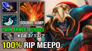 How to 100% DELETE Meepo From Mid with 7Min Armlet Double Blink Jump Huskar Dota 2