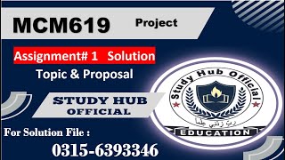 MCM619 Assignment 1 solution 2025 topic and proposal #vu #mcm619 #project