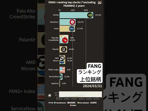 FANG+ランキング上位銘柄たちの実力 騰落率レース 2年 #NISA #米国株 #投資信託