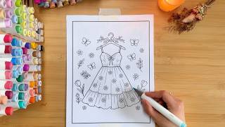 Satisfying Floral Dress Coloring | ASMR & Calm 🌸👗