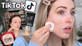 TESTING VIRAL TIK TOK MAKEUP...  L'Oreal Infallible Powder Foundation vs. ELF Camo CC Cream??