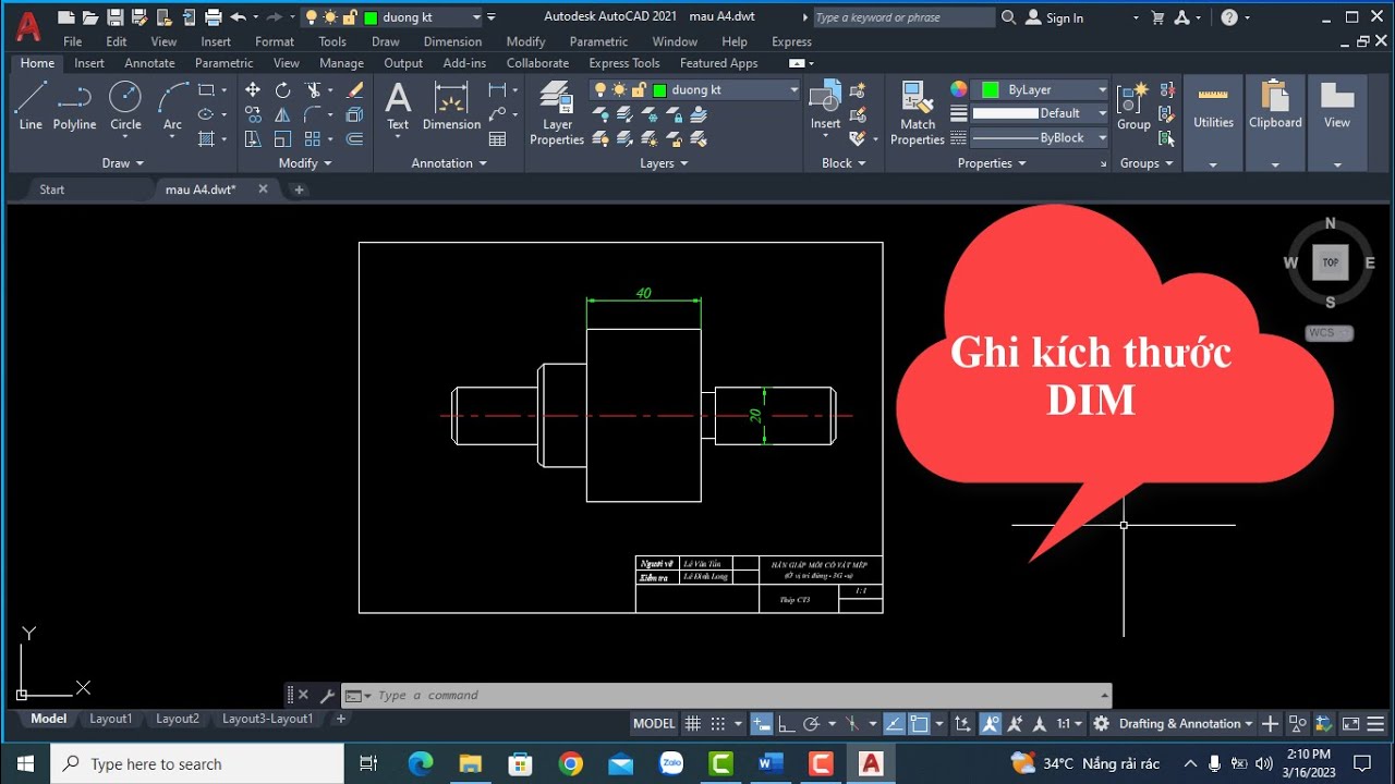 Tự học Auto CAD - Bài 2. Hiệu chỉnh cách ghi kích thước DIM trong Auto ...