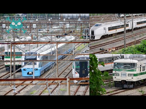 【JR東日本 車両基地】E653系K71編成 水色新塗が入場 185系試運転幕 651系 気になる車両が並ぶ いつでも話題が豊富 楽しい東大宮操車場 【乗り物 電車 車両基地 図鑑】2023.9