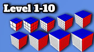 Sloving 10 Rubik's Cubes in one take | Level 1-10 | virtual solve