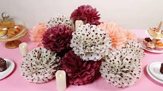 Pink And Red Tissue Paper Pompom 丨Diy Flower Pompom For Wedding Decoration