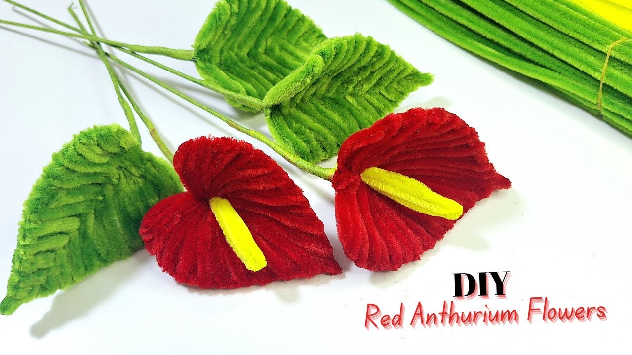 How to Make DIY Red Anthurium Flowers | Easy Pipe Cleaner Craft