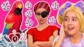magic pirate princess pranks olivia turns into a parrot princesses in real life kiddyzuzaa