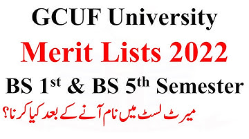 GCUF Merit Lists for BS 1st & BS 5th | GCUF University Official
