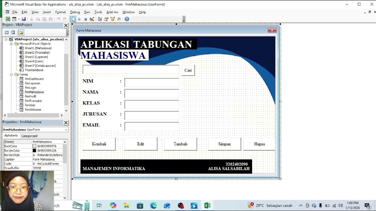 APLIKASI TABUNGAN MAHASISWA MENGGUNAKAN EXCEL VBA