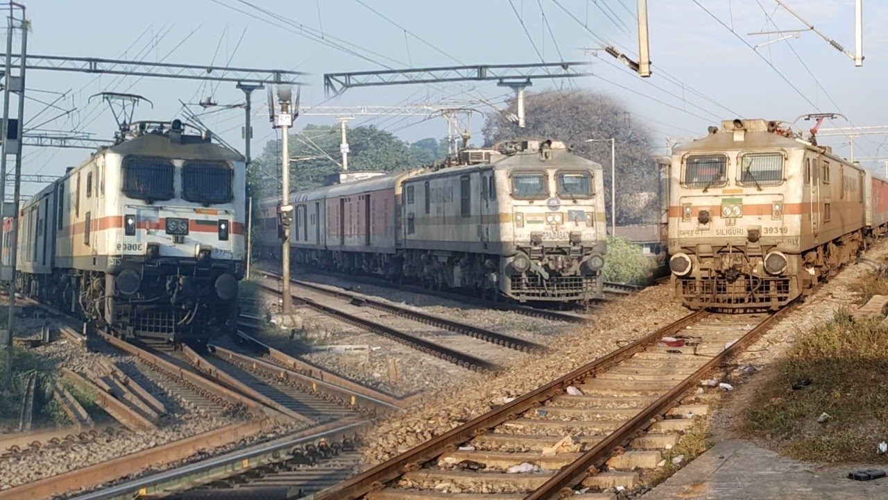 ONE by one 🔥First Train Crossing Video [ Passenger+ Rajdhani+Freight ...