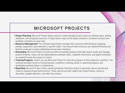 Module 4 - Project Management Tools & Software - Microsoft Projects