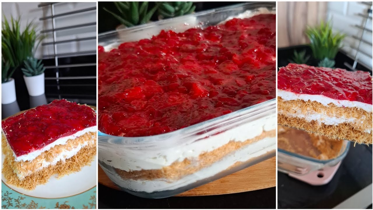 كنافة بالكريمة والفراولة وبأحلى طريقة لصوص الفراولة أحلى حلى بارد ممكن تعملوه فى رمضان 🌙🍓